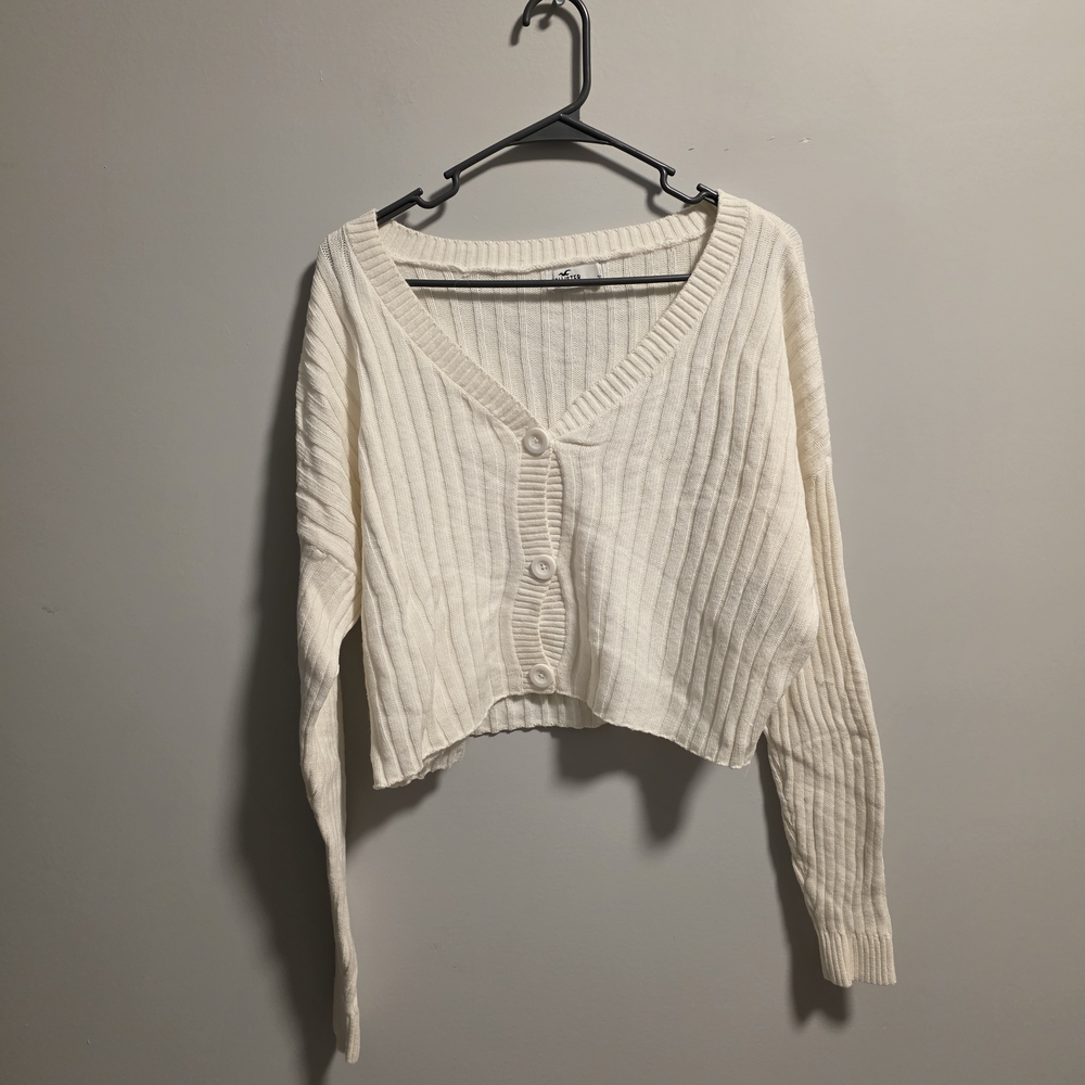 Hollister Cream Ribbed Cardigan